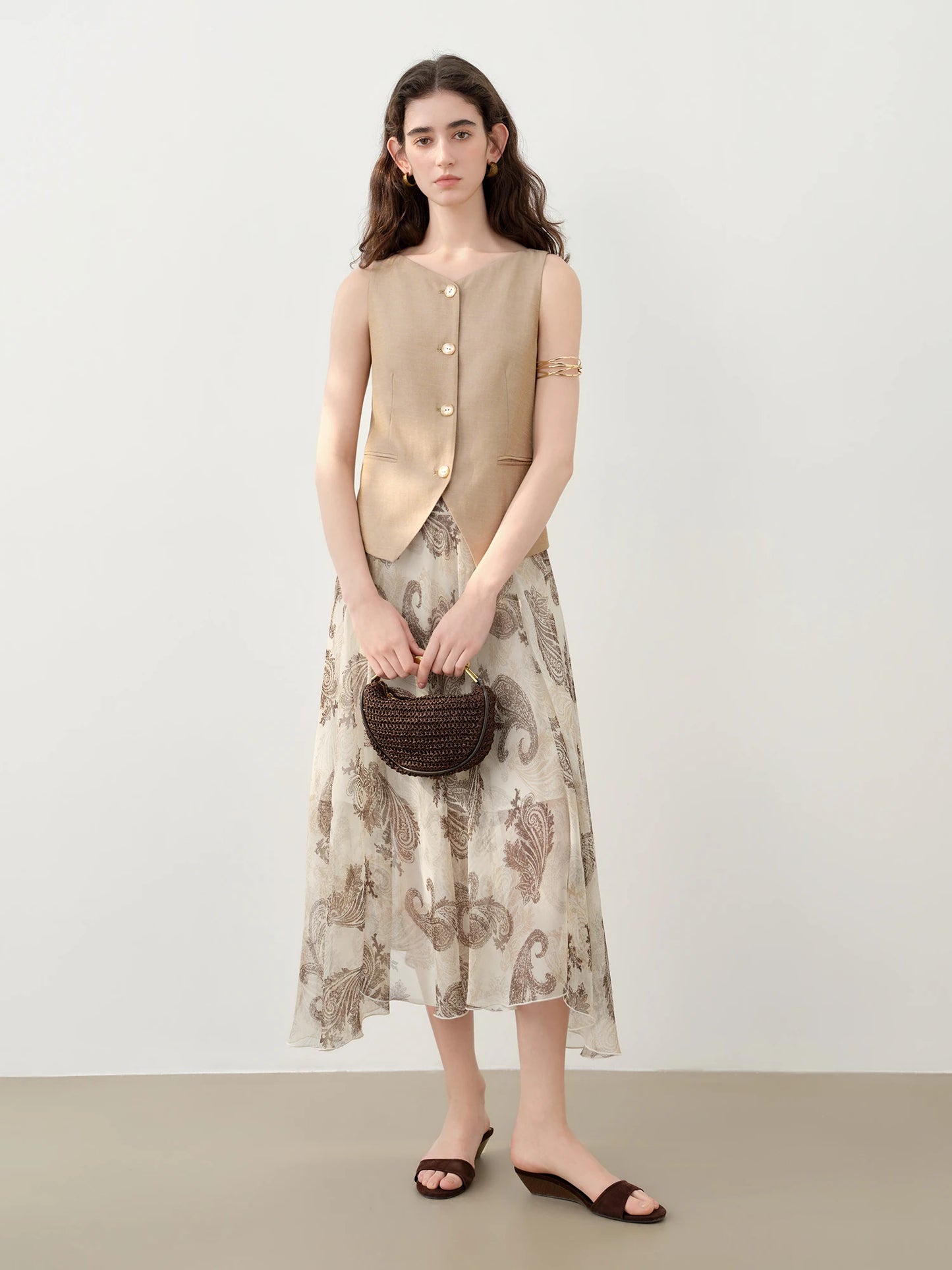 Paisley Chiffon Midi Skirt