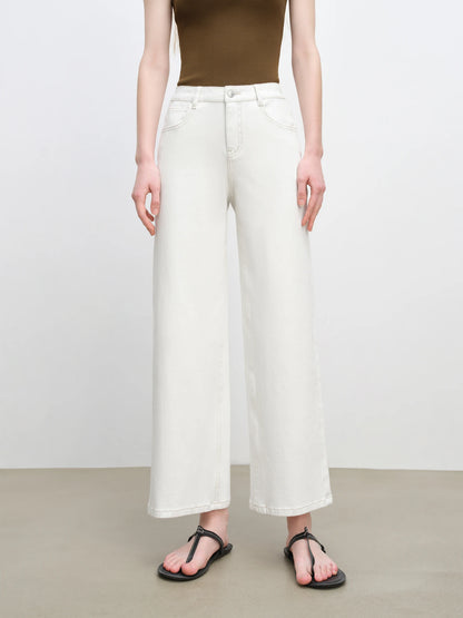 White Ankle Straight Denim Jeans