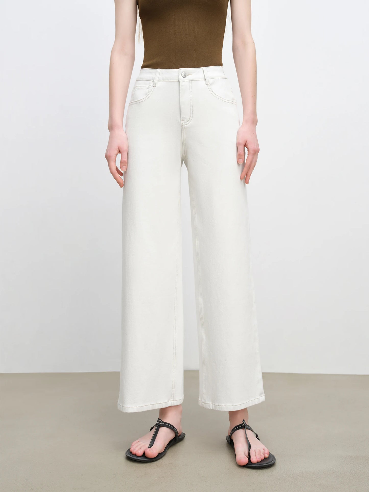 White Ankle Straight Denim Jeans