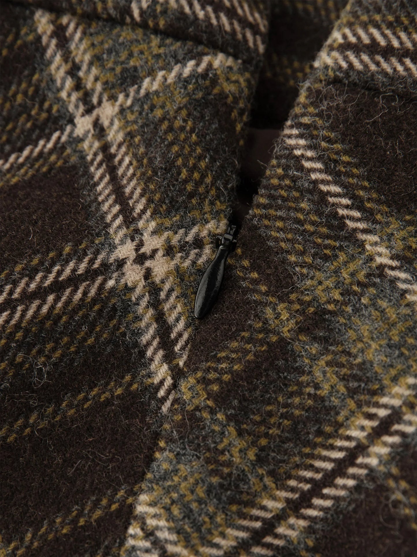 Plaid Wool Blend Straight Midi Skirt