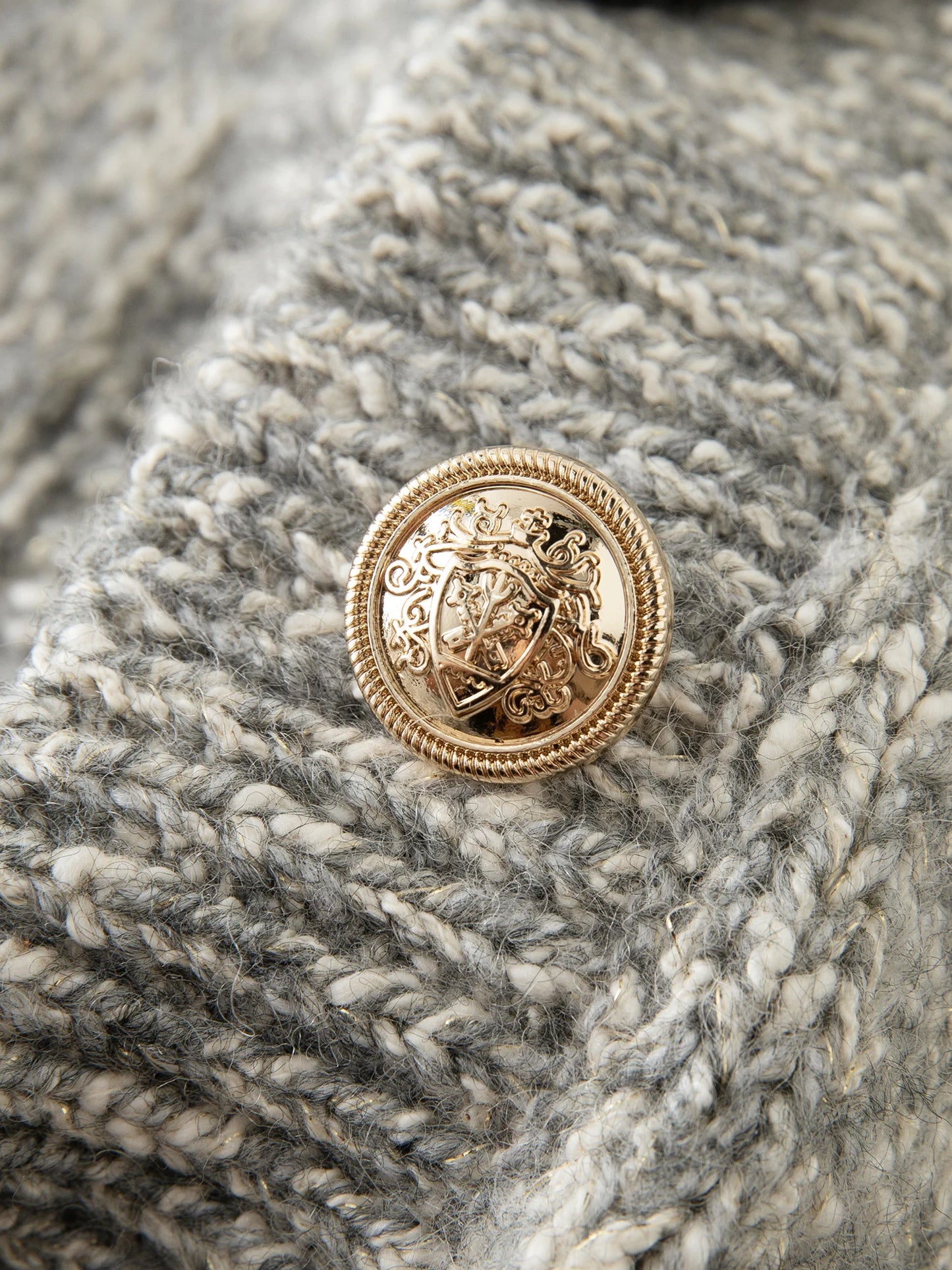 Grey Textured Pocket Knit Cardigan