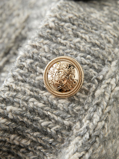 Grey Textured Pocket Knit Cardigan