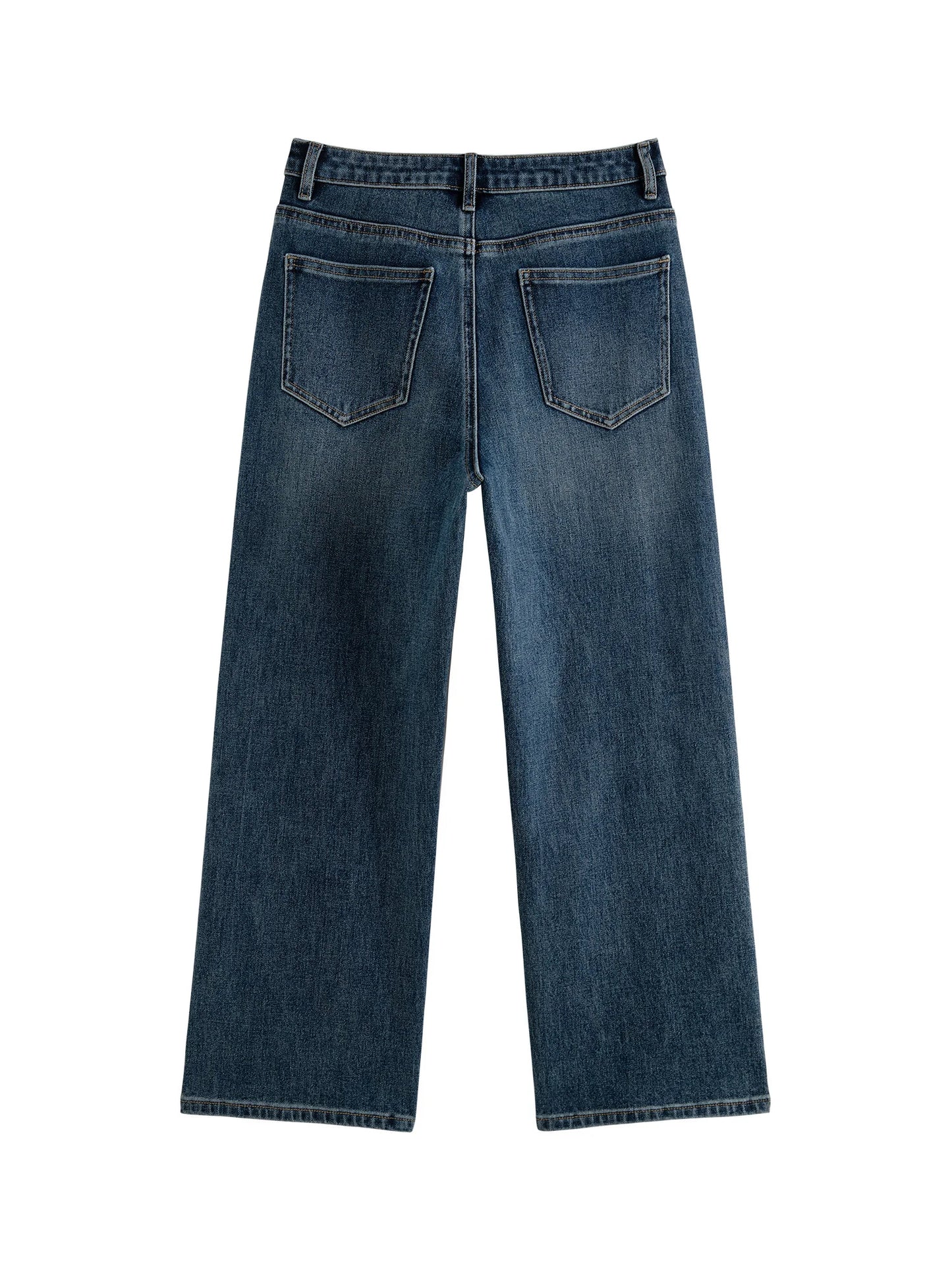 Blue Cropped Straight Jeans