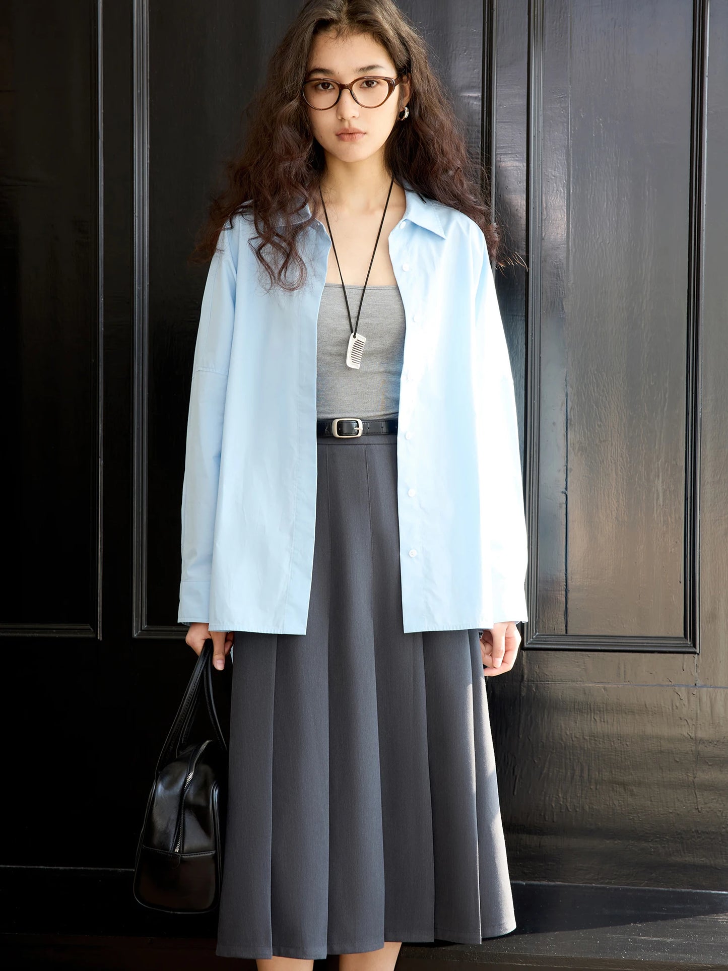 Sky Blue Button Front Shirt