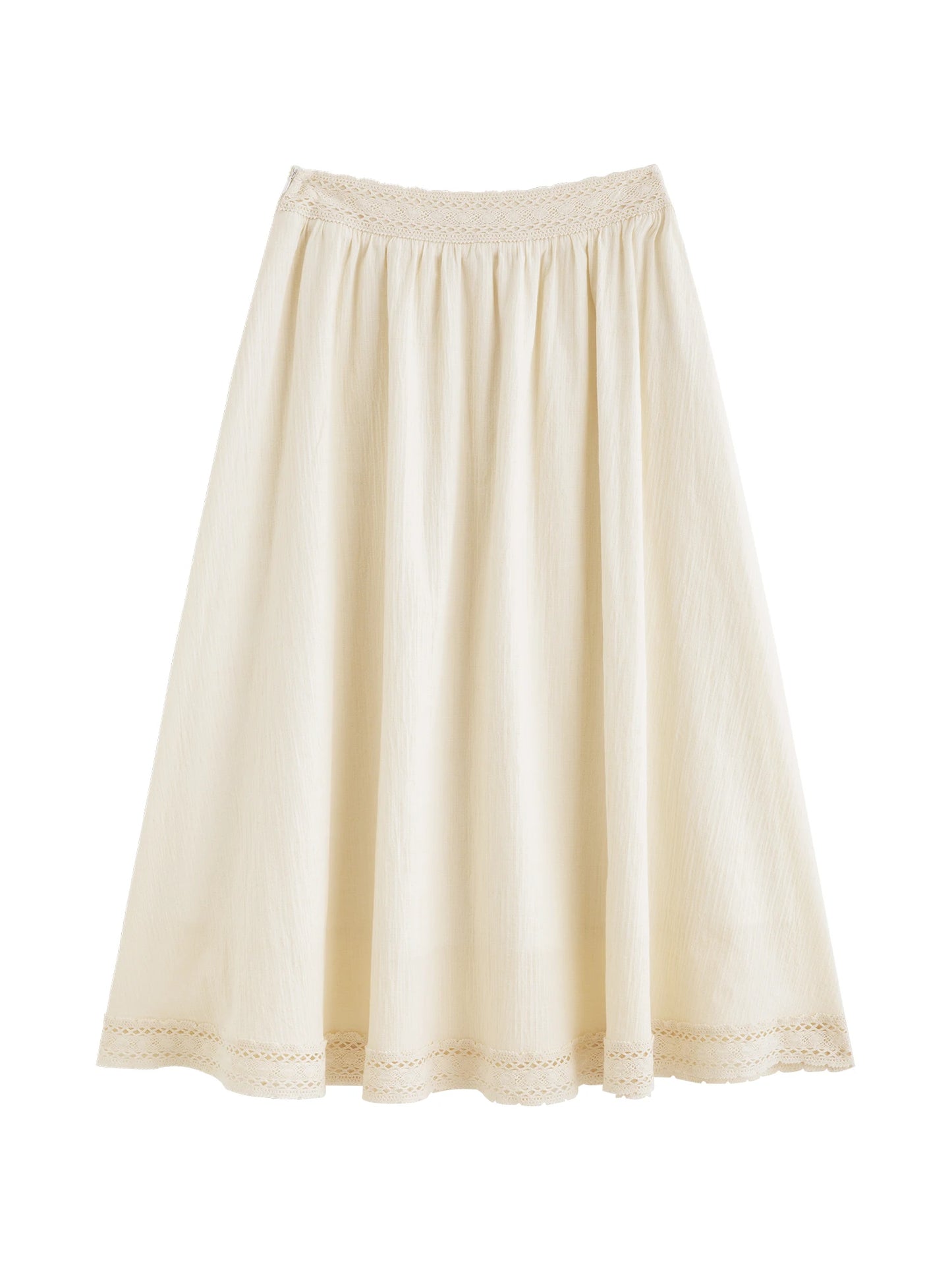 Cream Lace Cutout Skirt Set