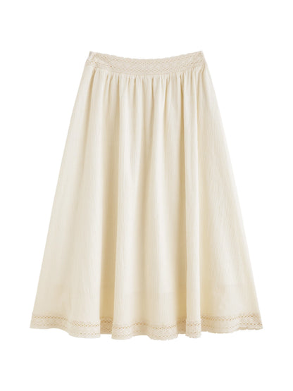 Cream Lace Cutout Skirt Set