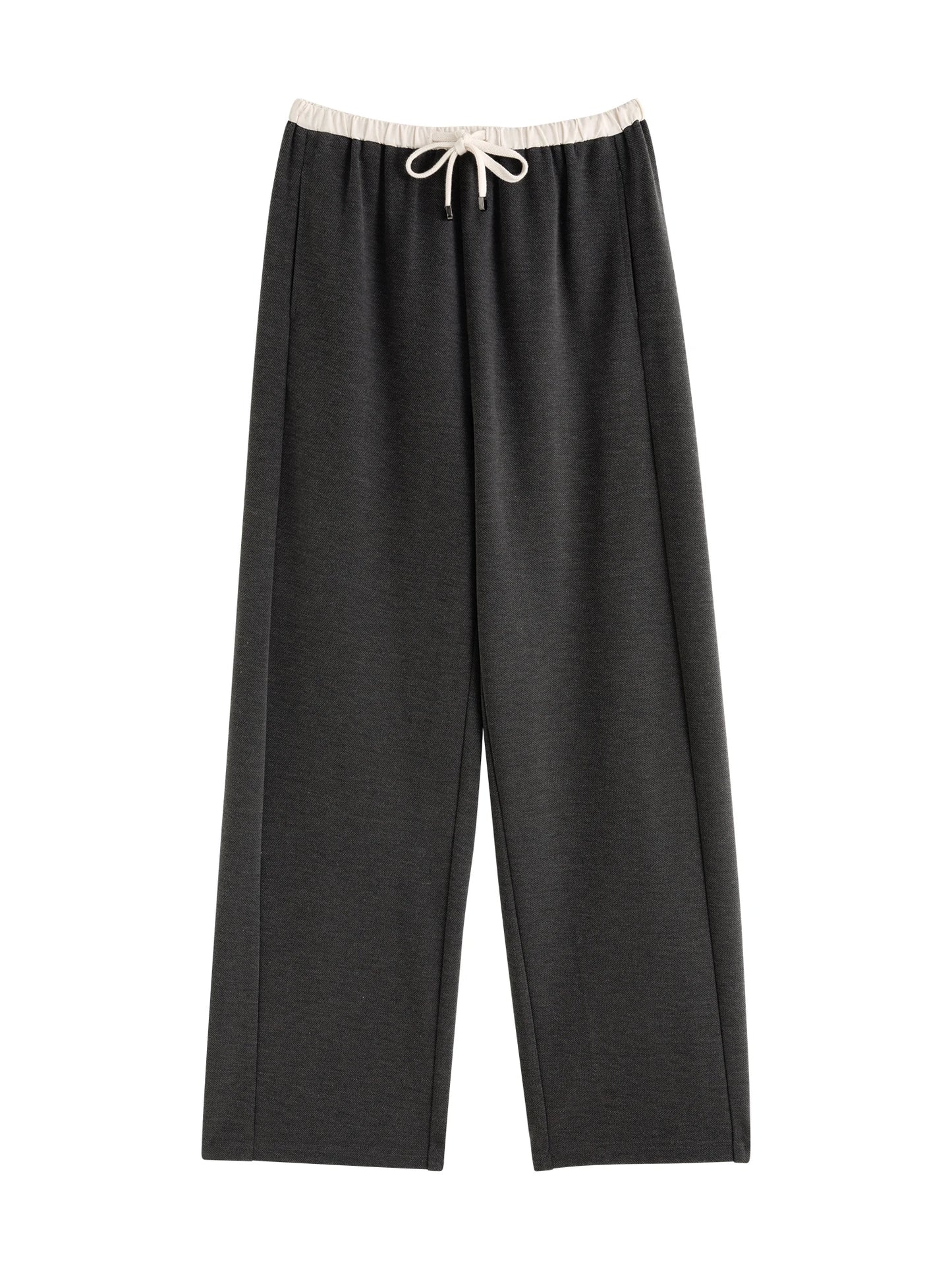 Grey Cotton Wool Straight Pants
