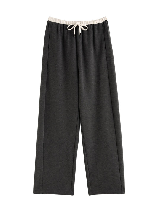 Grey Cotton Wool Straight Pants