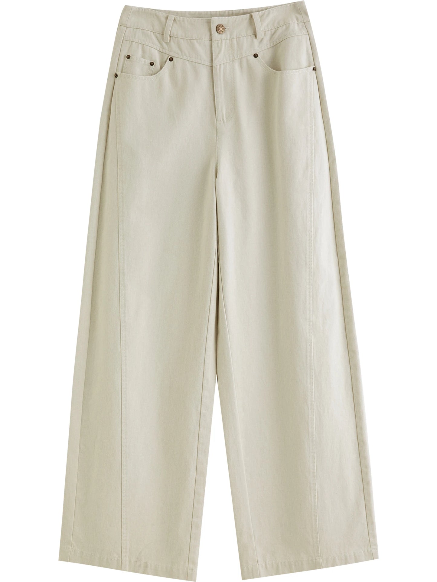 Brown Denim Wide Leg Pants