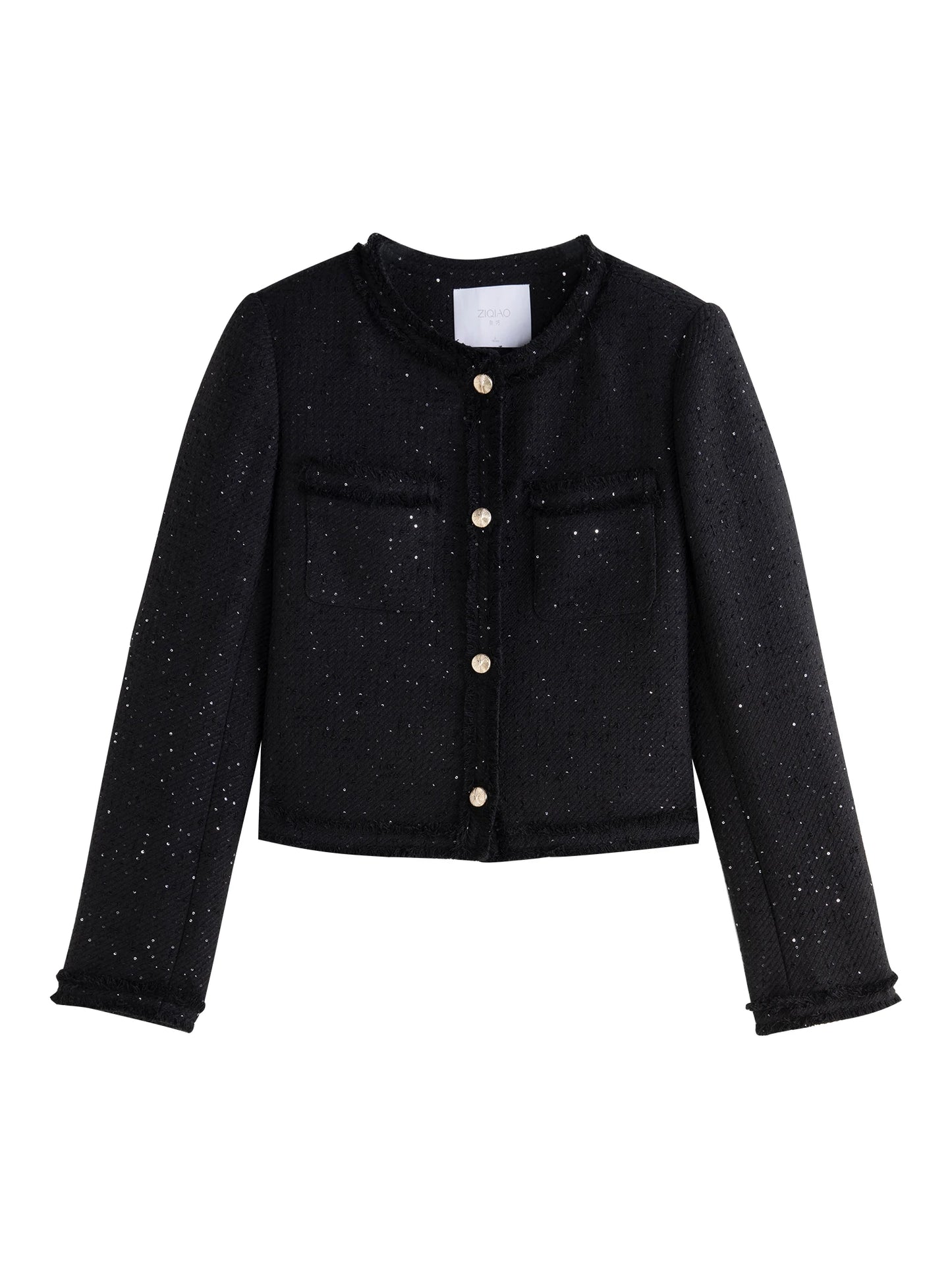 Black Sequin Tweed Jacket
