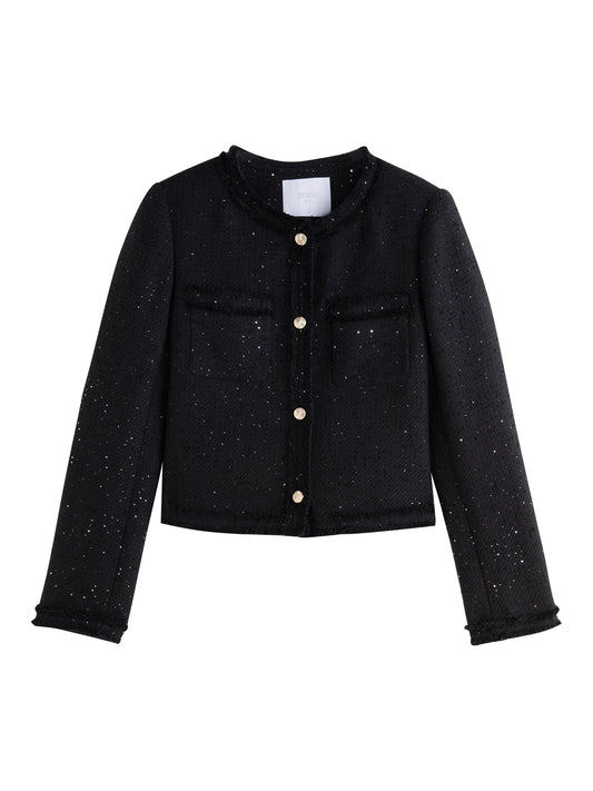 Black Sequin Tweed Jacket
