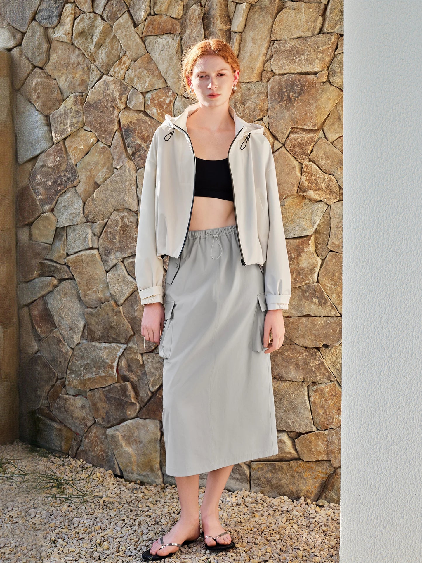 Lavender Hooded Jacket Skirt Set