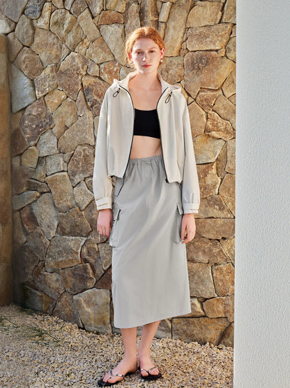 Lavender Hooded Jacket Skirt Set