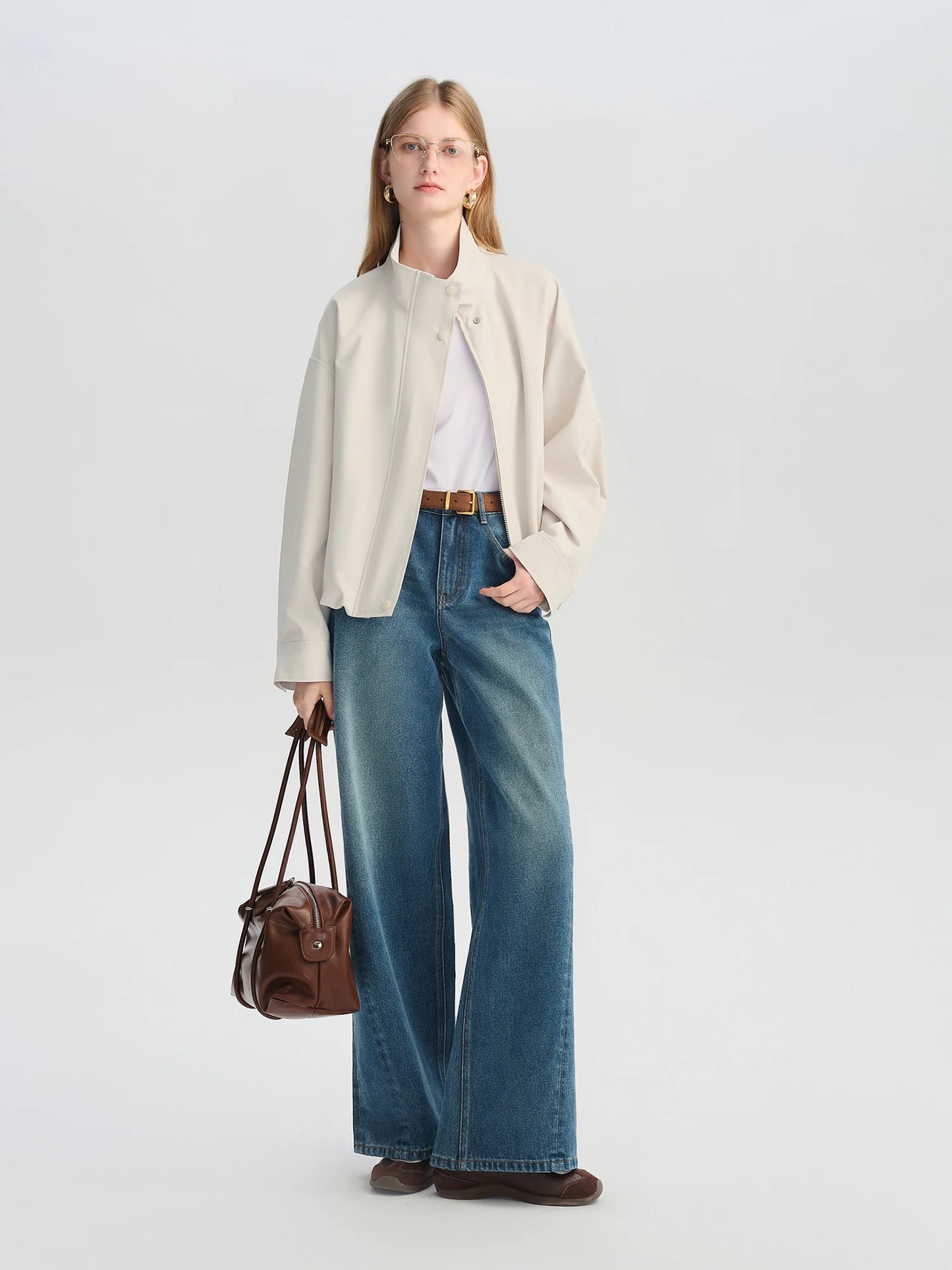 Ivory Stand Collar Short Jacket