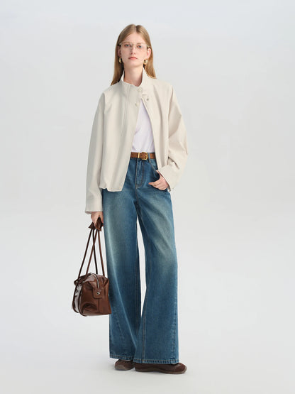 Ivory Stand Collar Short Jacket