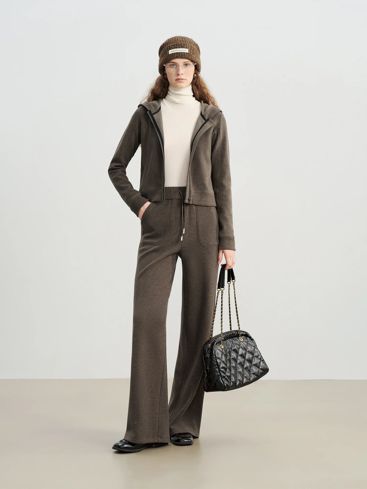 Velour Cardigan Wide Leg Set
