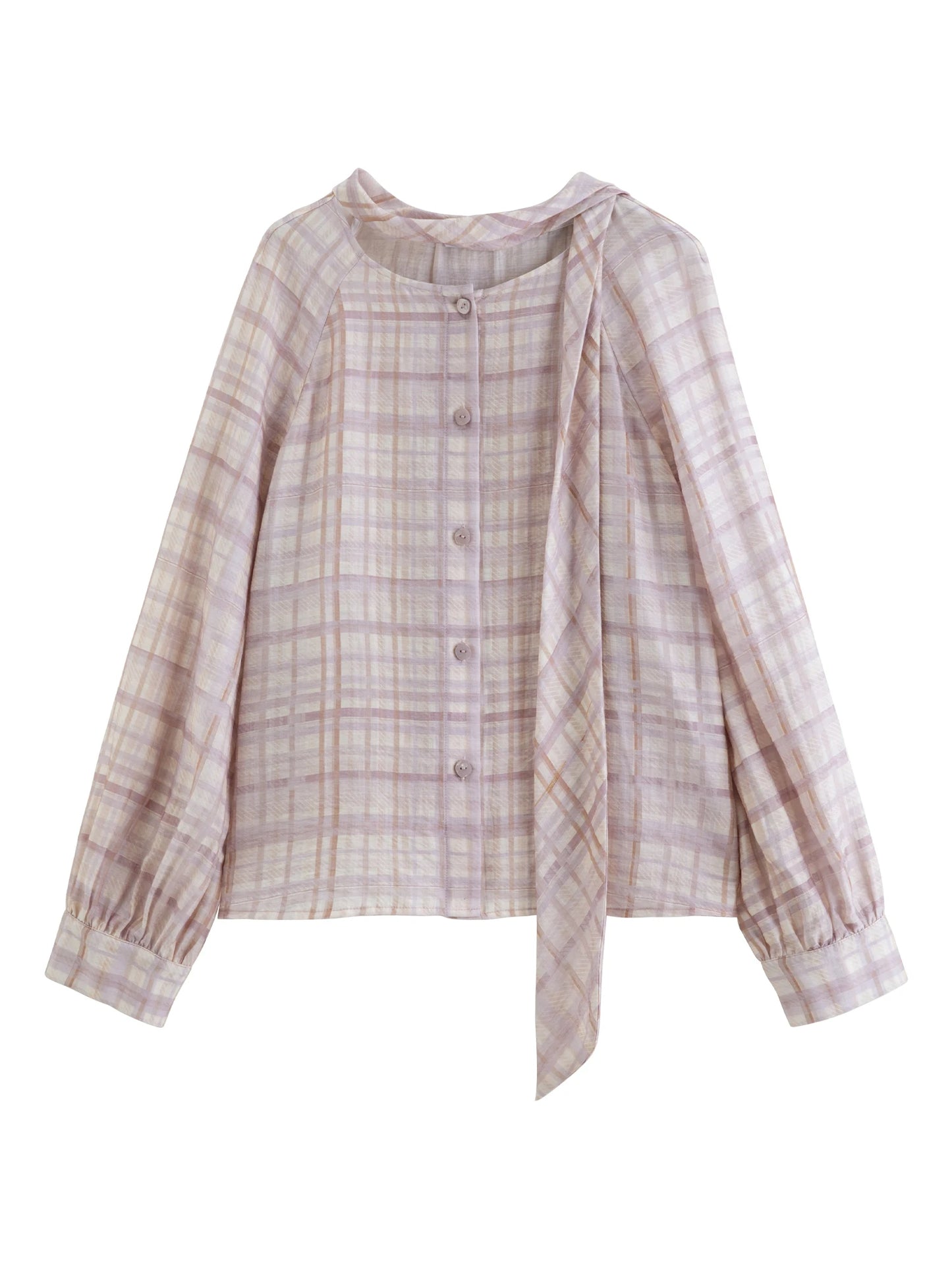 Peach Bow Neck Blouse