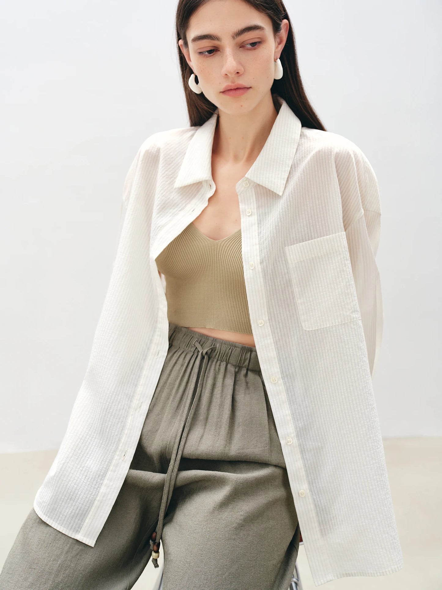 Ivory Long Sleeve Button Shirt