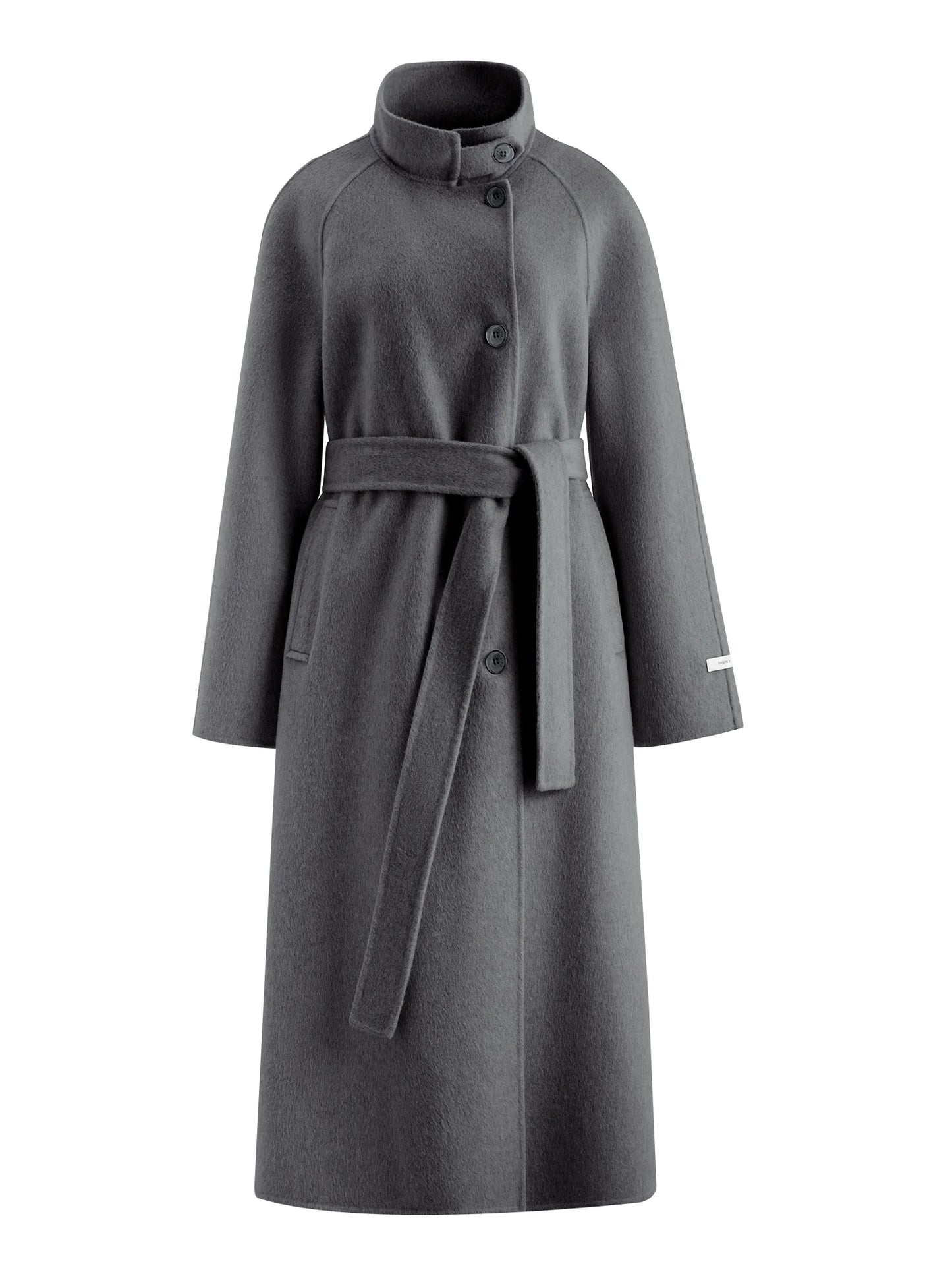 Beige Stand Collar Wool Coat