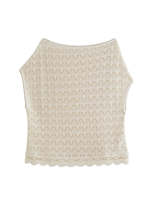 Ivory Open Knit Sleeveless Top