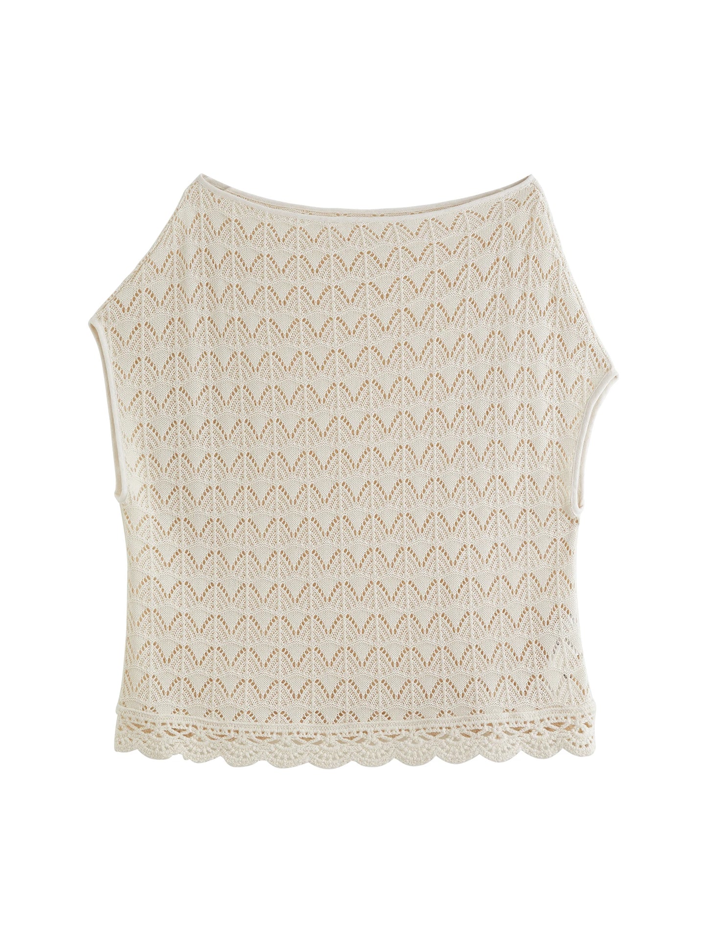 Ivory Open Knit Sleeveless Top