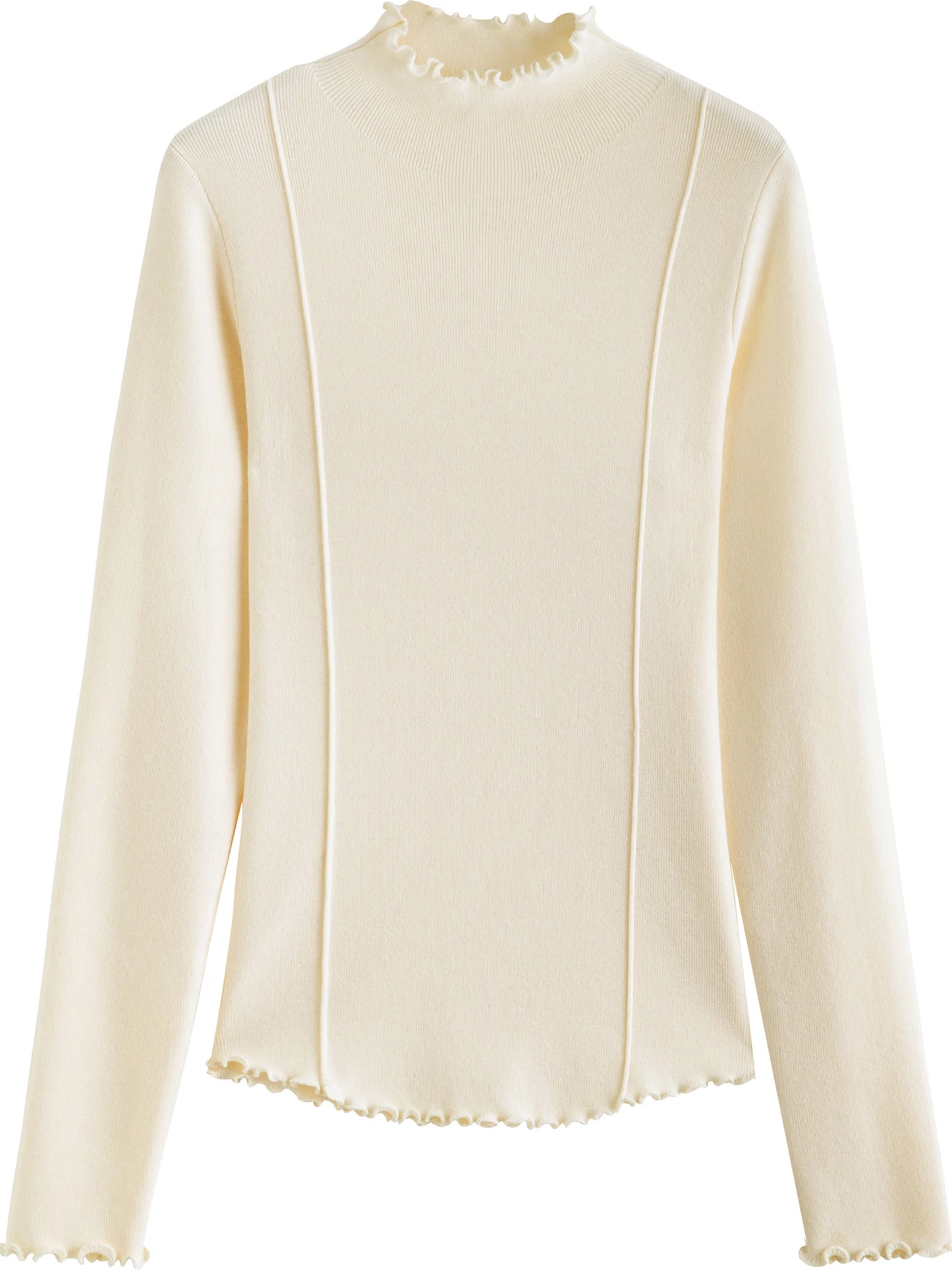 Ivory Embroidered Mock Neck Sweater