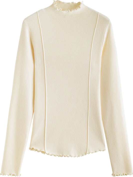 Ivory Embroidered Mock Neck Sweater