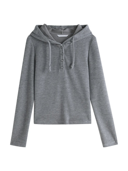 Ivory Hooded Long Sleeve Top