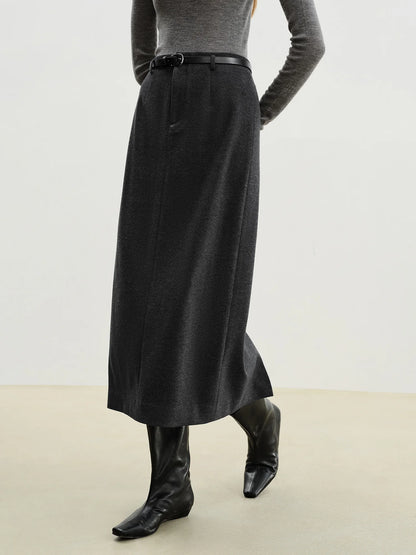 Black Knit Side Slit Pencil Skirt