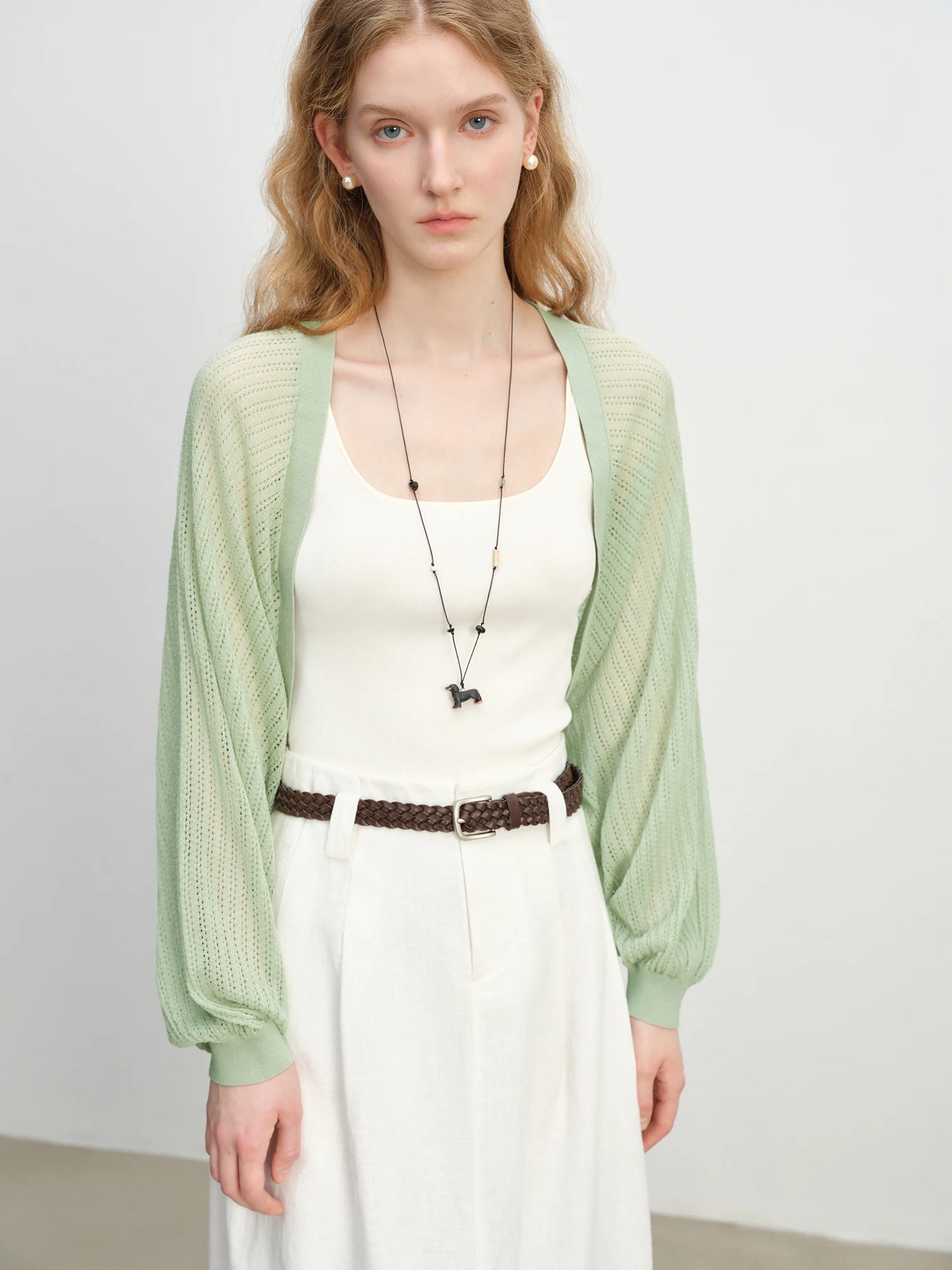 Mint Batwing Open Knit Cardigan