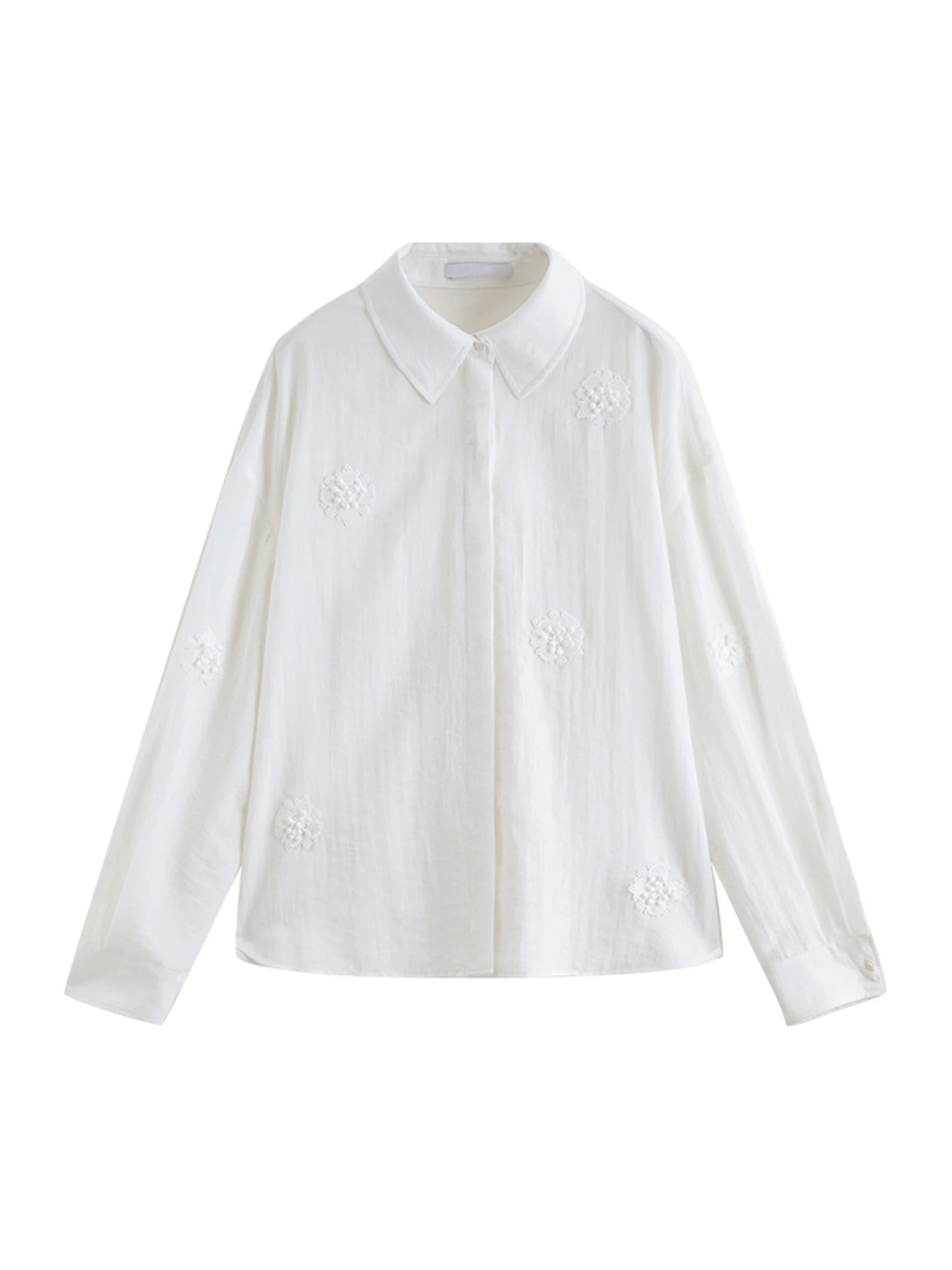 White Embroidered Linen Shirt