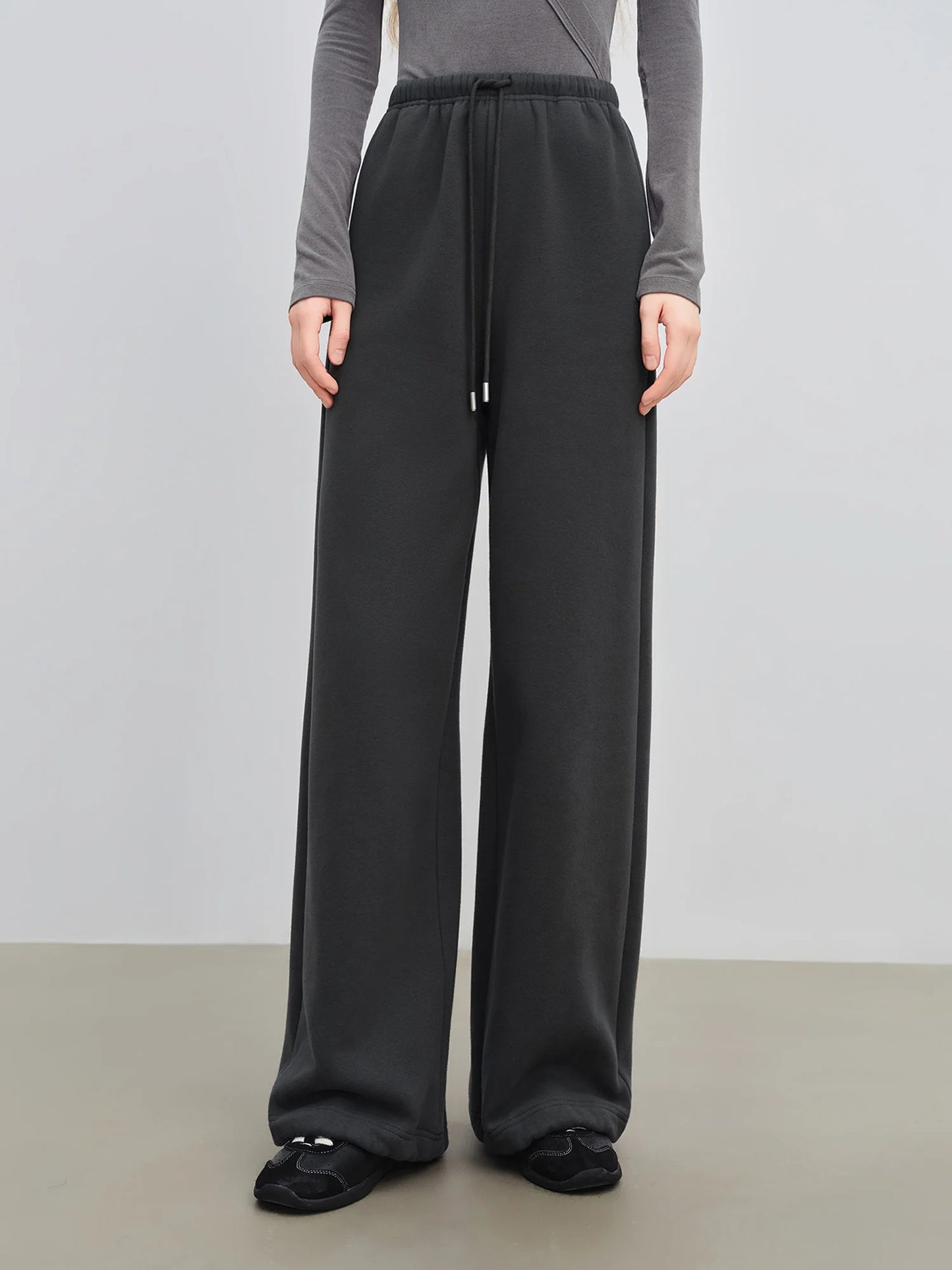 Deep Grey Insulated Wide Leg Pants