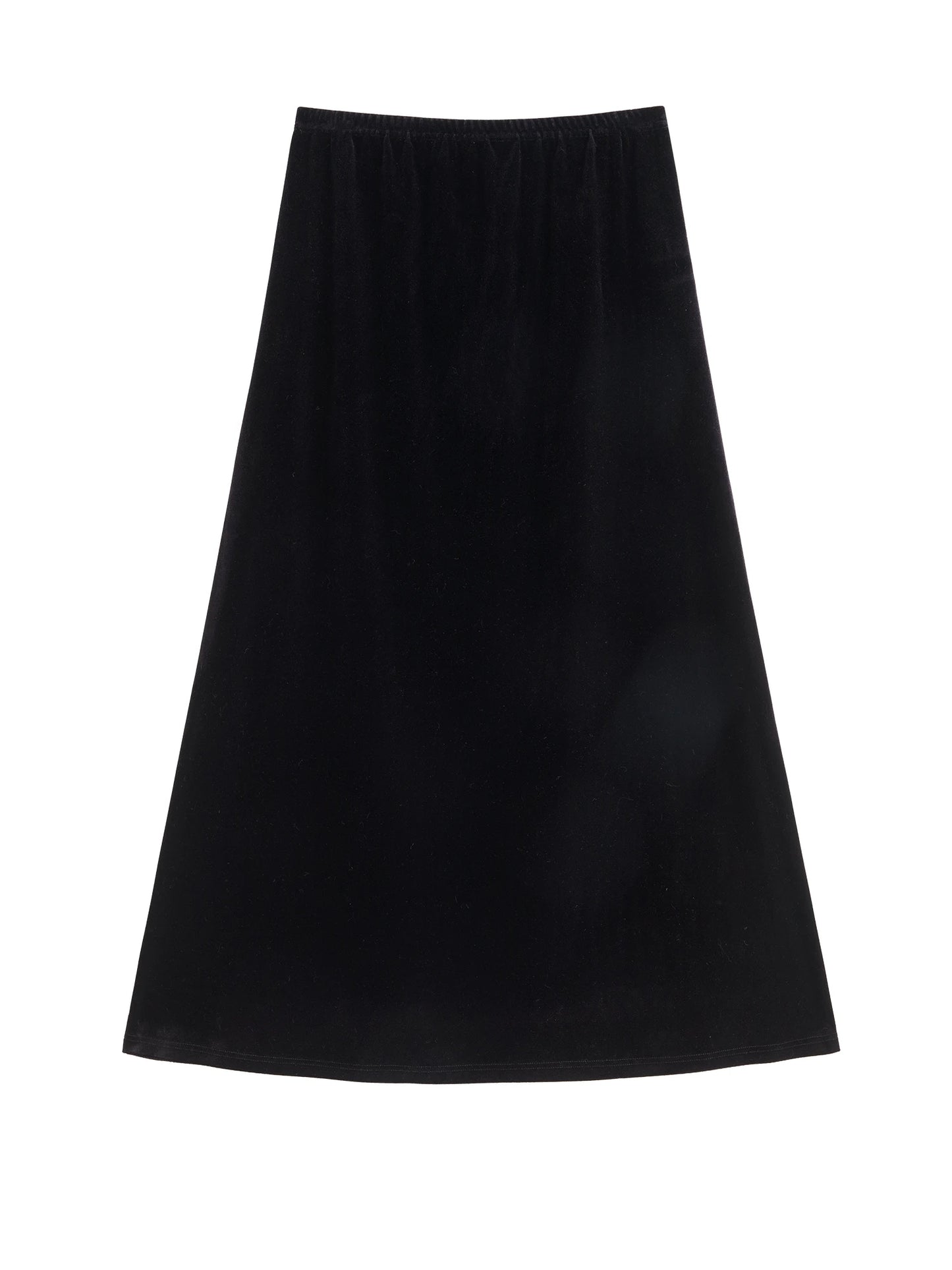 Black Velvet A-Line Midi Skirt