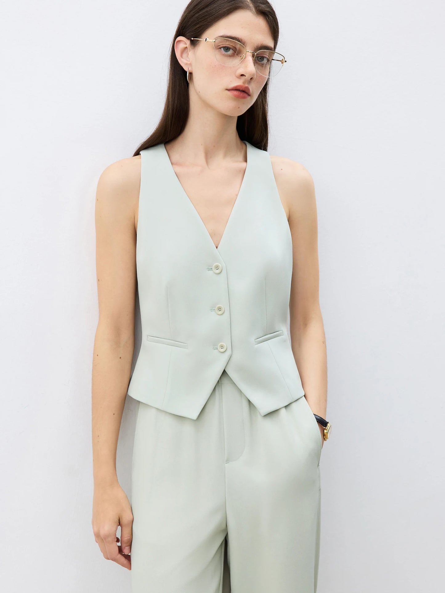 Sleeveless Vest Wide Leg Set