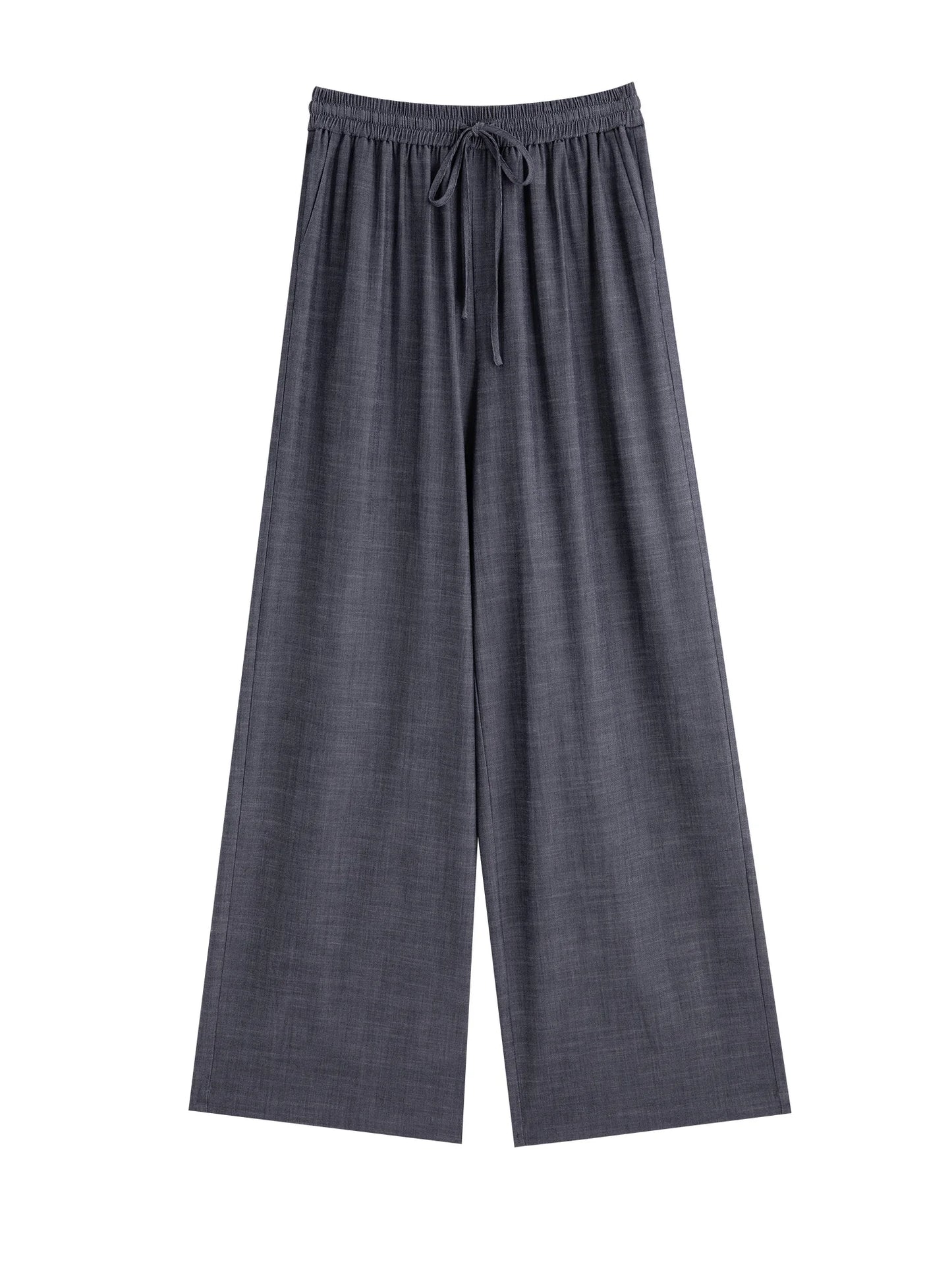 Grey Drawstring Wide Leg Pants