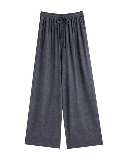 Grey Drawstring Wide Leg Pants