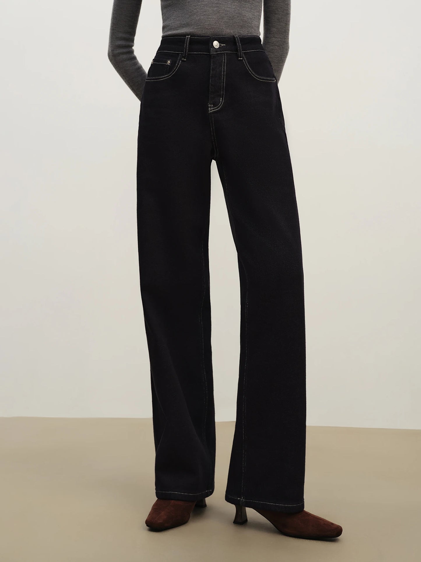 Black Straight Leg Denim Jeans