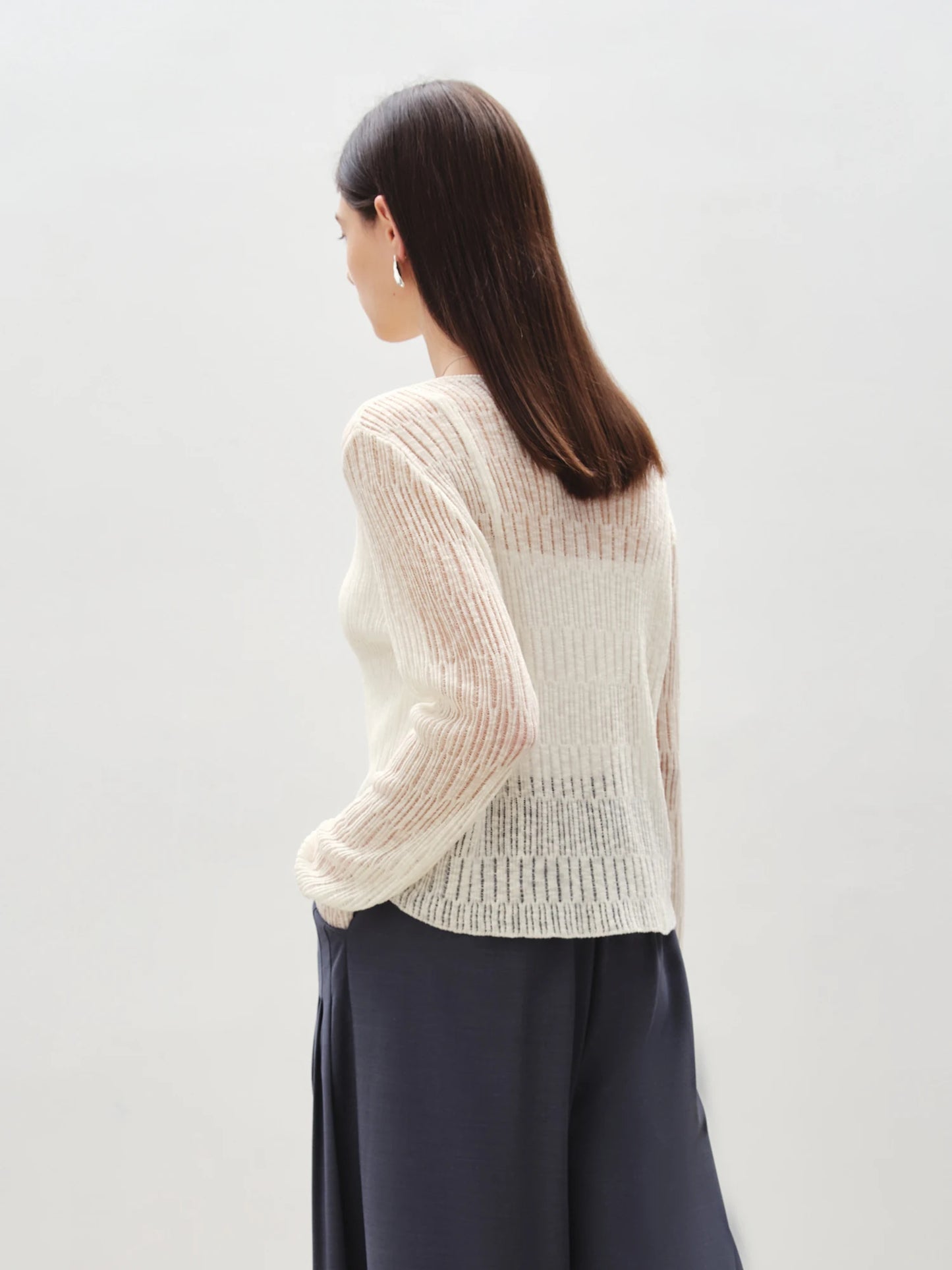Pink Sheer V-Neck Knit Cardigan