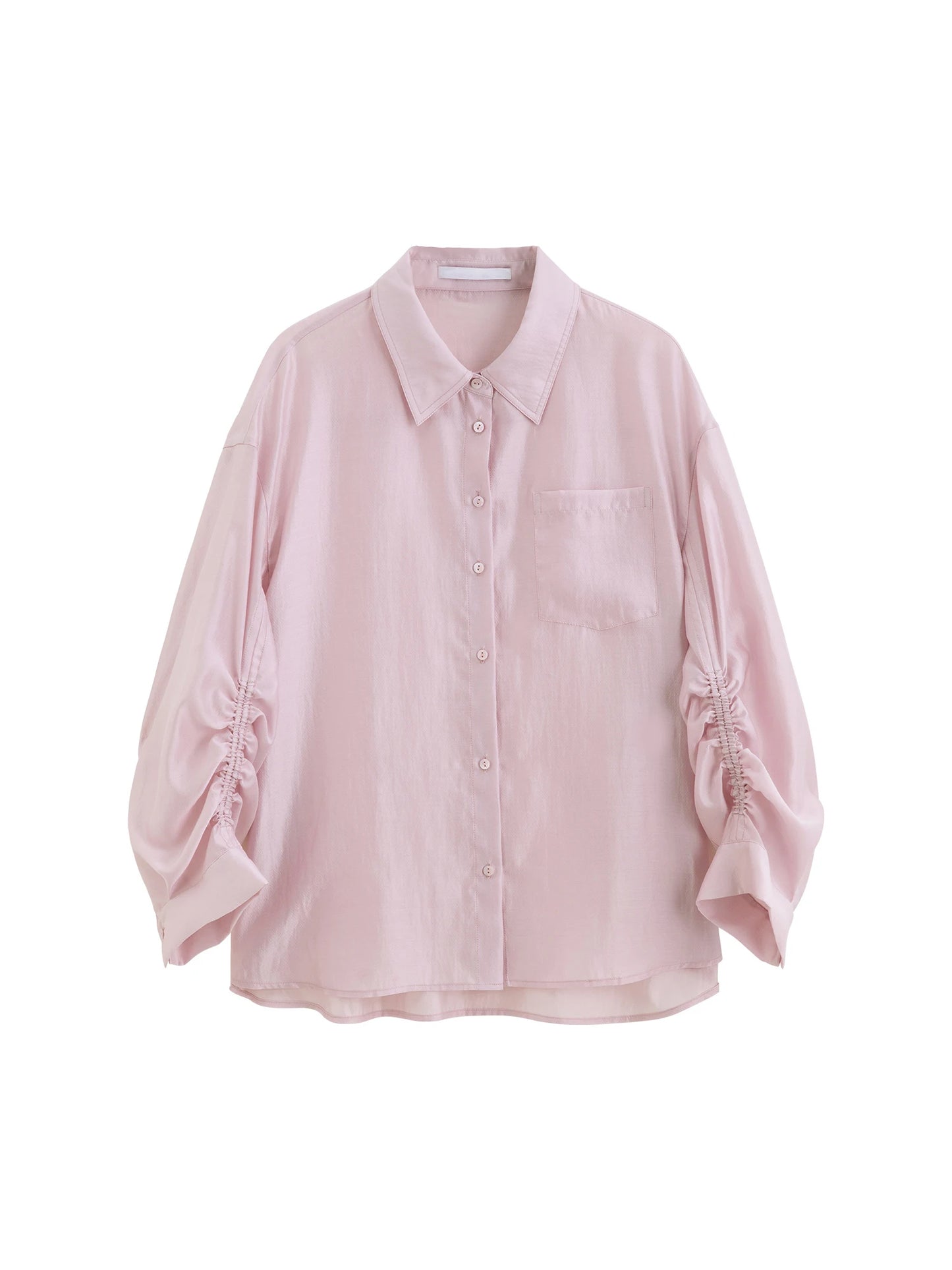 Pink Satin Long Sleeve Shirt