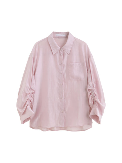 Pink Satin Long Sleeve Shirt