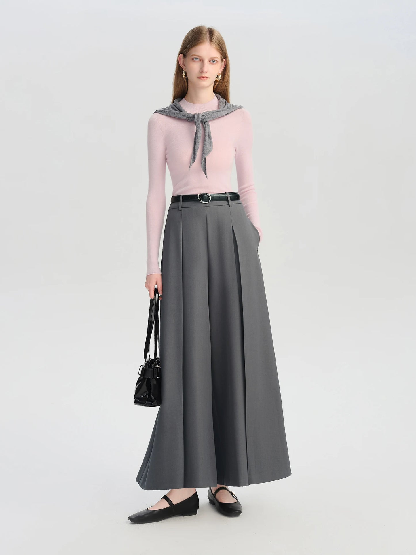 Black Draped Wide Leg Culottes