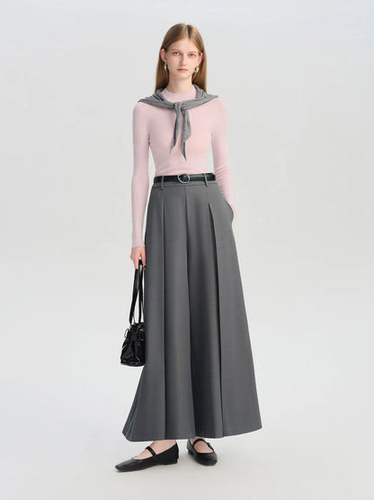 Black Draped Wide Leg Culottes