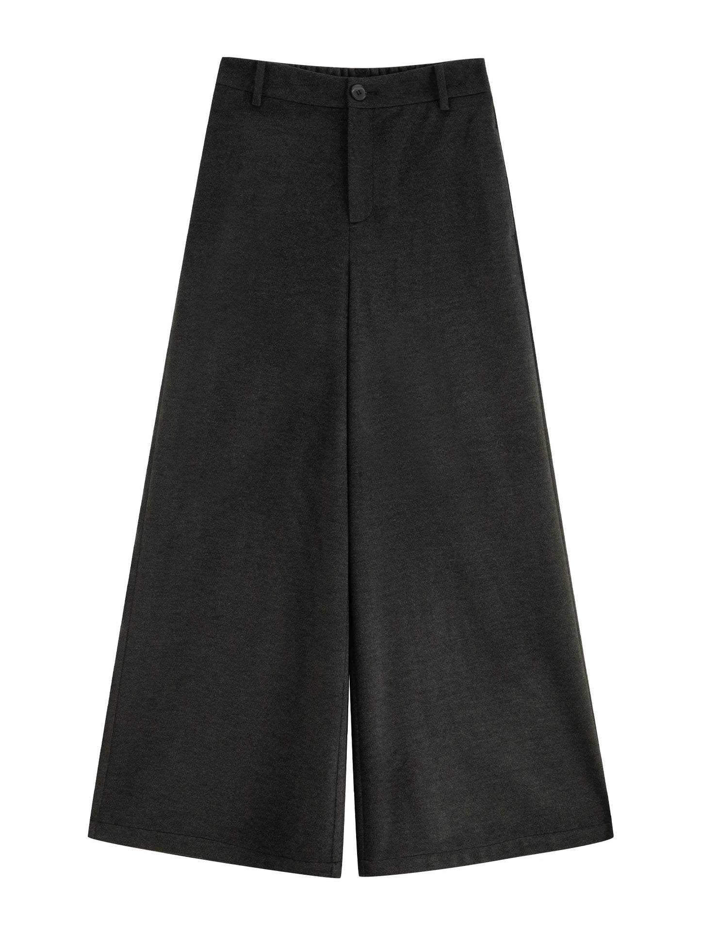 Charcoal Wool Blend Wide Leg Pants