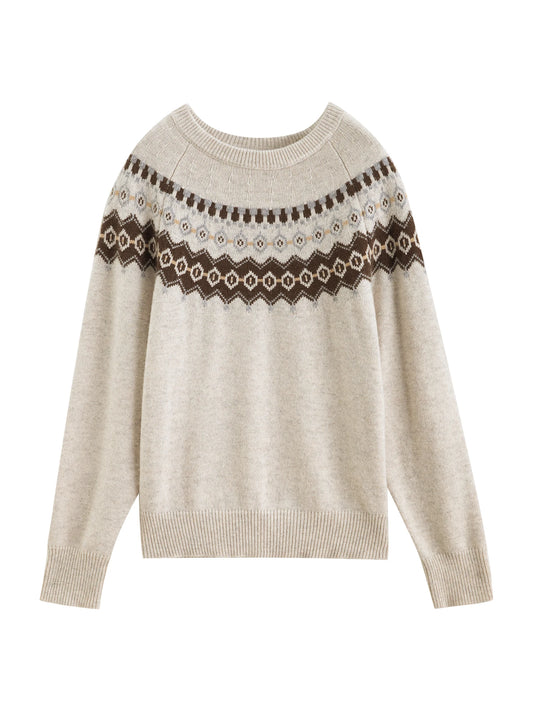 Cream Fair Isle Yoke Sweater
