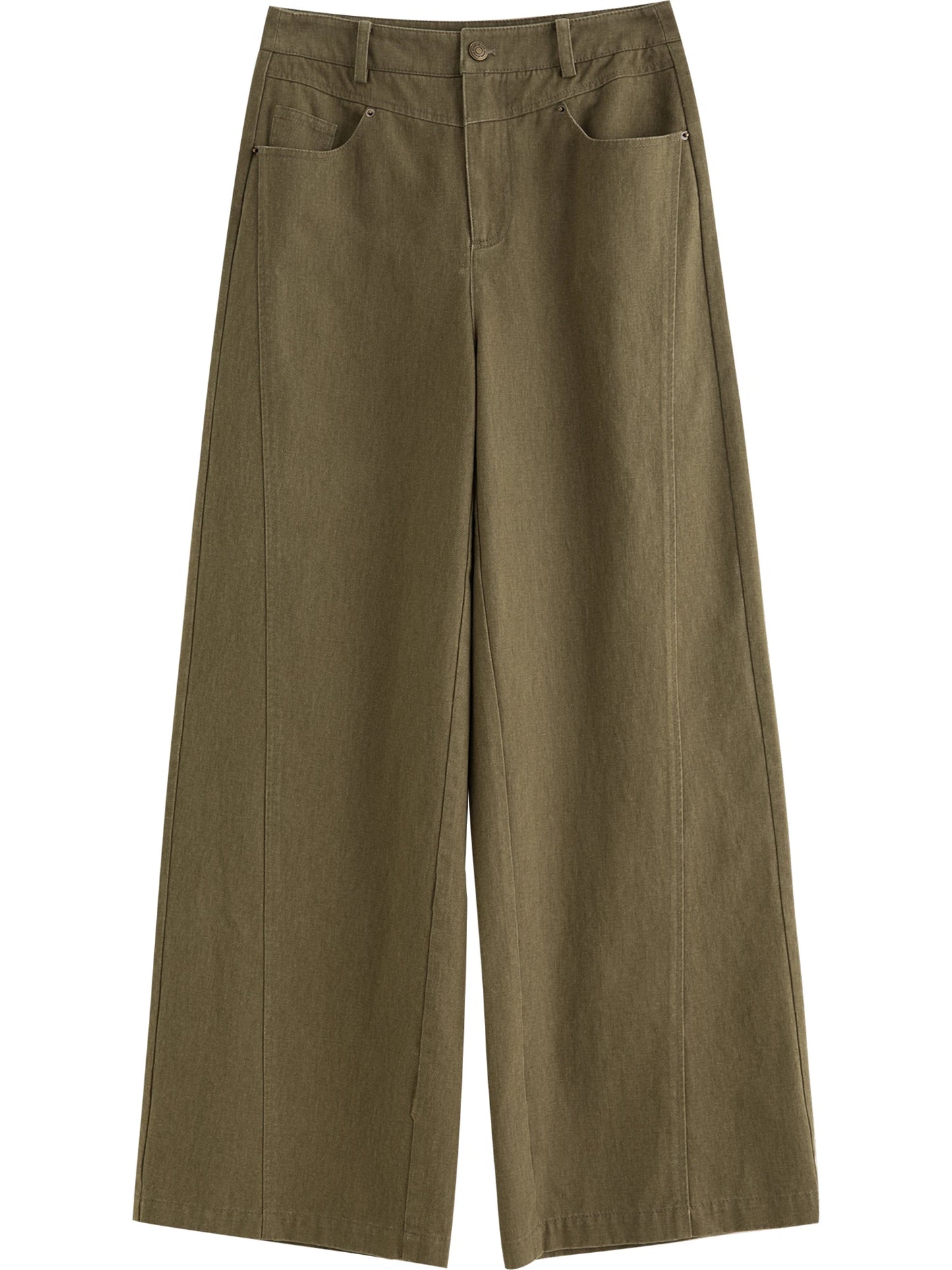 Brown Denim Wide Leg Pants
