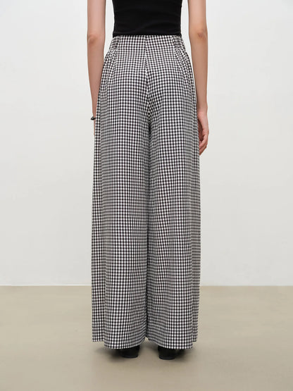 Oatmeal Pleated Wide Leg Trousers