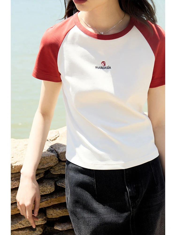 Ivory Red Raglan Graphic Tee
