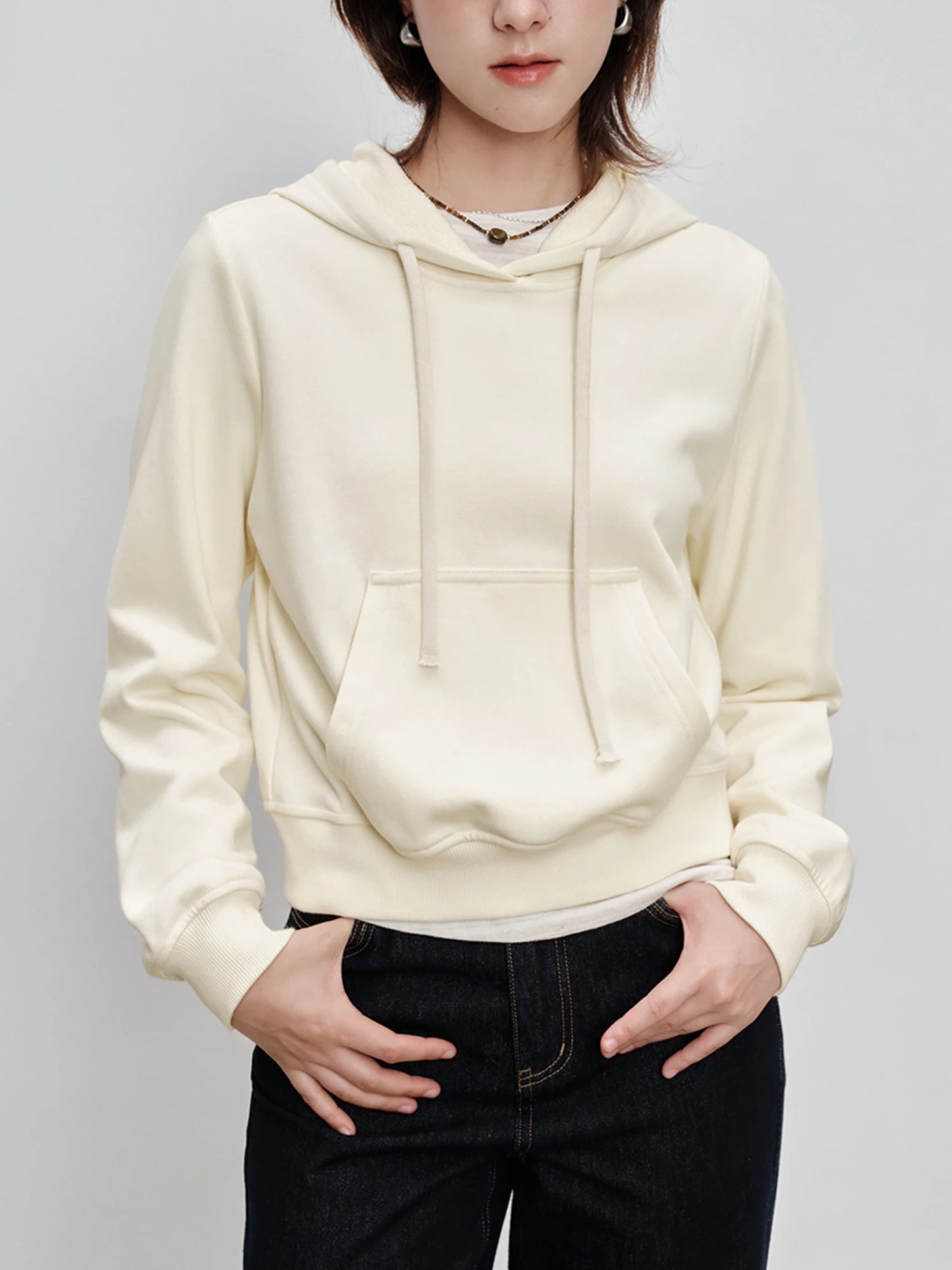 Lavender Cropped Pullover Hoodie