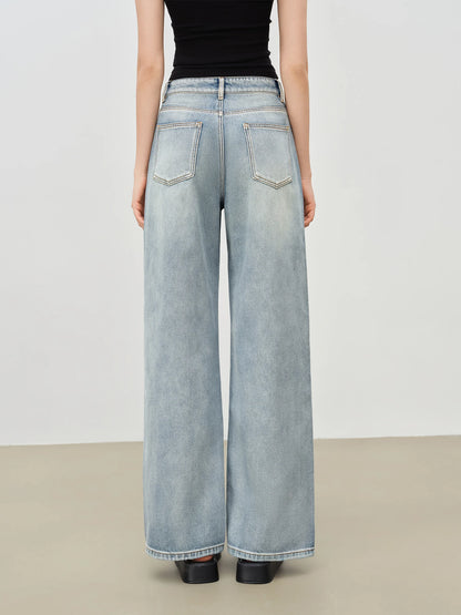 Light Blue Rhinestone Wide Jeans