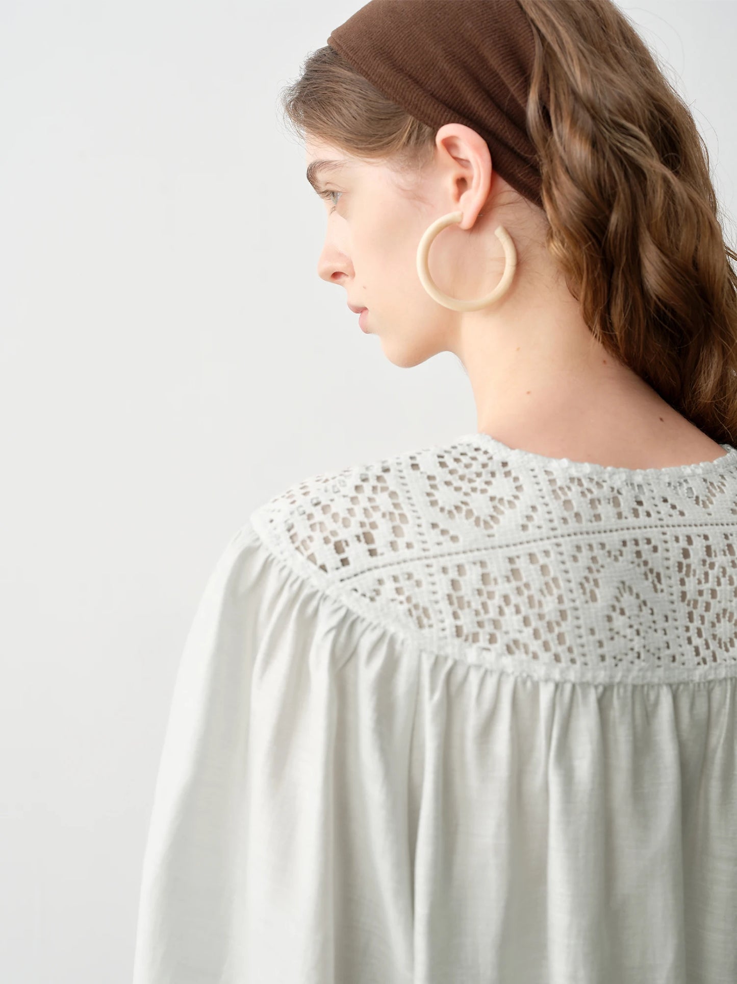 Ivory Openwork Panel Blouse